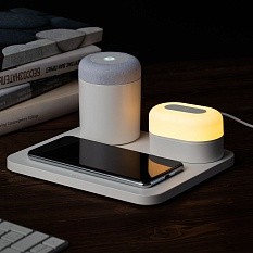 Станция беспроводной зарядки с колонкой и ночником Trilogy