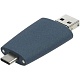 Флешка Pebble Universal, USB 3.0, серо-синяя