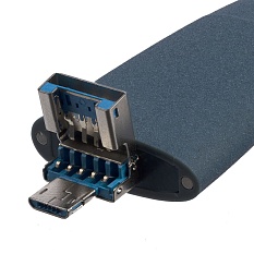 Флешка Pebble Universal, USB 3.0, серо-синяя