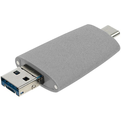 Флешка Pebble Universal, USB 3.0, серая