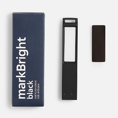 Флешка markBright Black с белой подсветкой